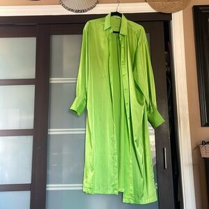 Foxy Kind green satin kimono button down